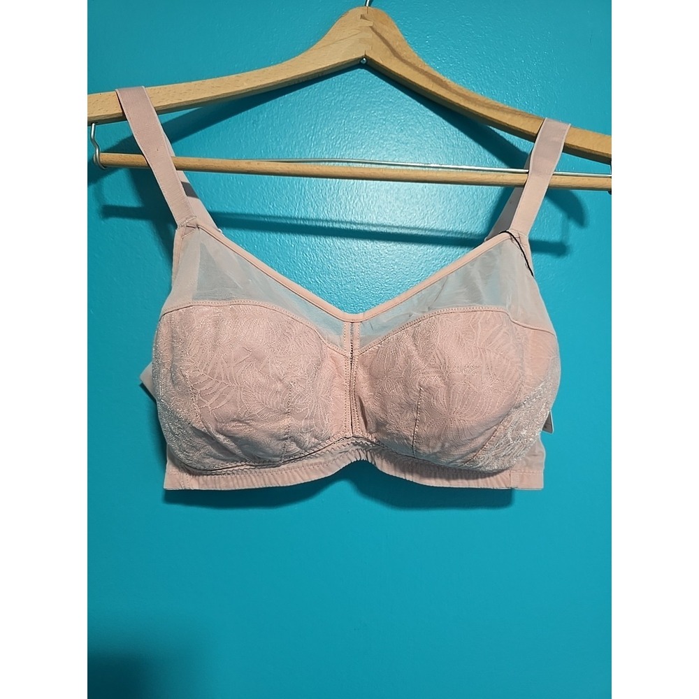 NWT Understance Womens Bra 36D Pink Floral Lace Unlined Cotton Adjustable Straps